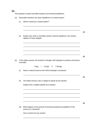 GCSE AQA Chemistry Rates of Reaction Revision Worksheets HT