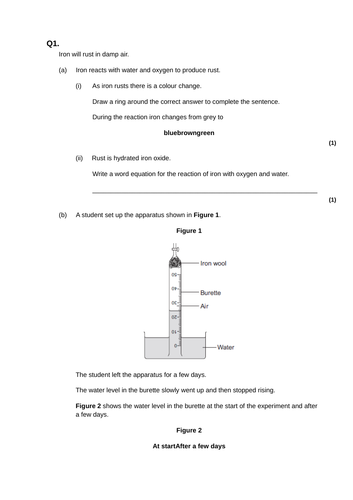 GCSE AQA Chemistry Rates of Reaction Revision Worksheets LT 1