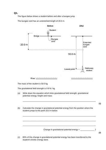 GCSE AQA Physics Energy Revision Worksheets HT