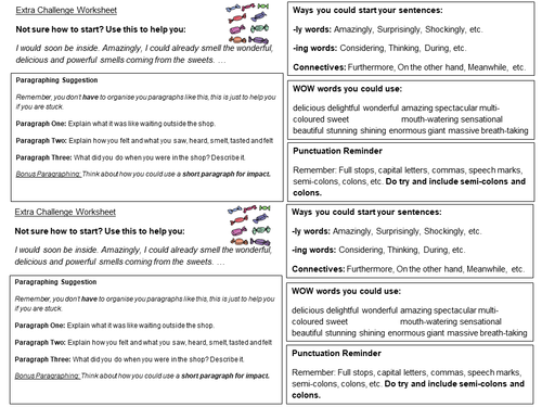 descriptive creative writing practice teaching resources