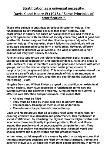 AQA Social Stratification- The Functionalist Perspective (2/15)