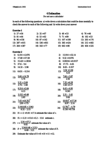 GCSE Edexcel Maths Number Estimation | Teaching Resources