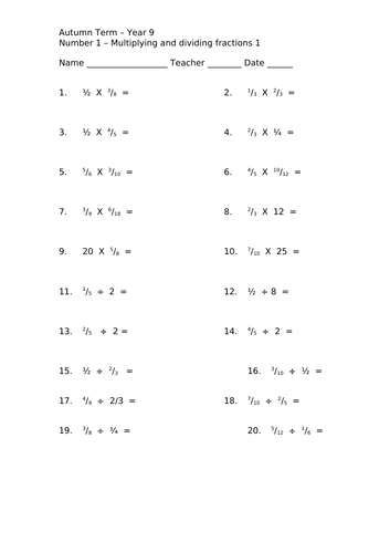 GCSE Edexcel Maths Number Fractions Multiply and Divide | Teaching ...