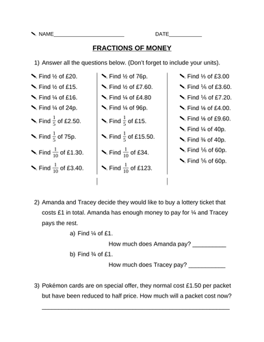 GCSE Edexcel Maths Number Fractions of Amounts | Teaching Resources