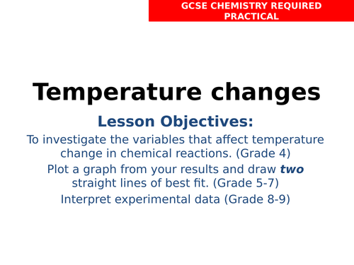 2018 AQA GCSE Chemistry Unit 2 (C2): Temperature Changes Required ...