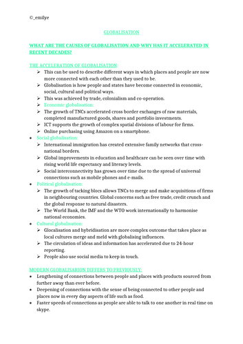 Globalisation -Edexcel Geography A-Level 9GEO