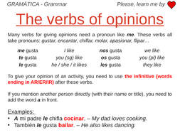  Verbs  of Opinion  Grammar Work Teaching Resources