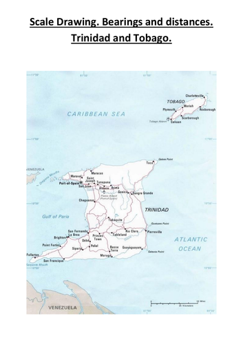 Bearings and Distances. With Answers. Scale Drawing Trinidad and Tobago.