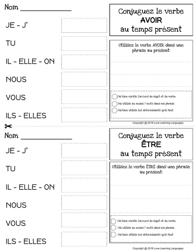 Verbes au présent  60 verbes français à conjuguer  Teaching Resources