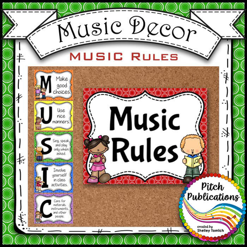 Music Decor RAINBOW BRIGHTS Music Rules Posters, Tattling, and more