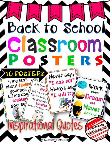 BACK TO SCHOOL POSTERS: INSPIRATIONAL QUOTES | Teaching Resources