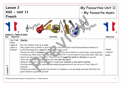 French Lesson Music Genres Teaching Resources