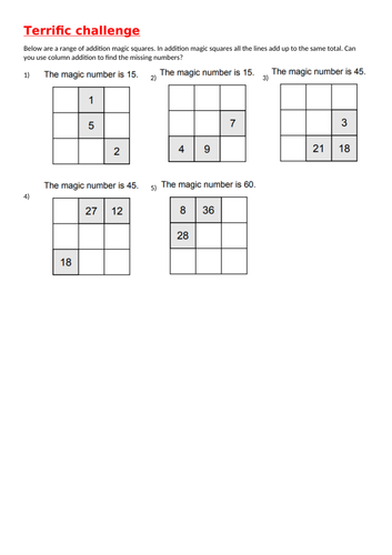 Column Addition LKS2 Maths weeks Planning and resources