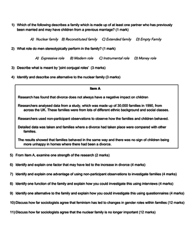 Lesson 14 - Research Methods and Families Assessment