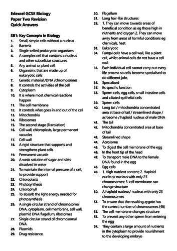 Biology Paper 2 Edexcel Topics