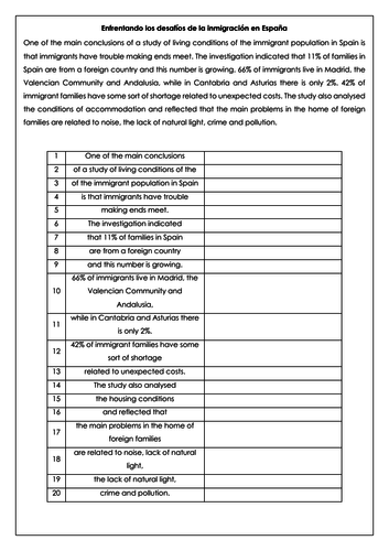 Spanish A Level immigration translation: exam question into Spanish with answers