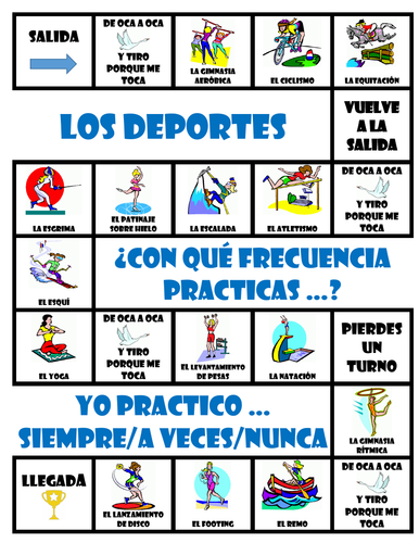 Los deportes - Practicar + Frecuencia - Juego de mesa