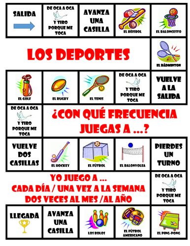 Los deportes - Jugar + Frecuencia - Juego de mesa