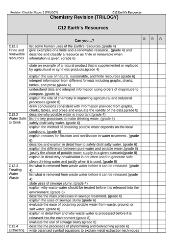 Topic Checklists for AQA Trilogy 9-1 GCSE Paper 4 (the second chemistry ...
