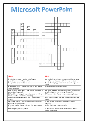 powerpoint presentation unit crossword