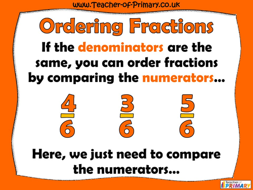 Comparing and Ordering Fractions - Year 3 | Teaching Resources