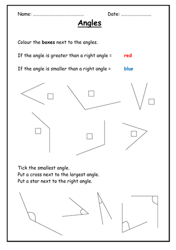 Right angles worksheet