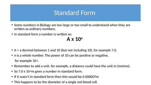 standard form in biology Standard Form and Common SI Units in Biology and Science