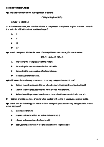 General A Level Chemistry Revision