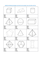 Identify 3D polygons (name, edges, faces, vertices - answers included ...