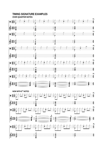 Time Signatures (upper school) 2/4 3/4 4/4 5/4 6/4 7/4 6/8 7/8 ...