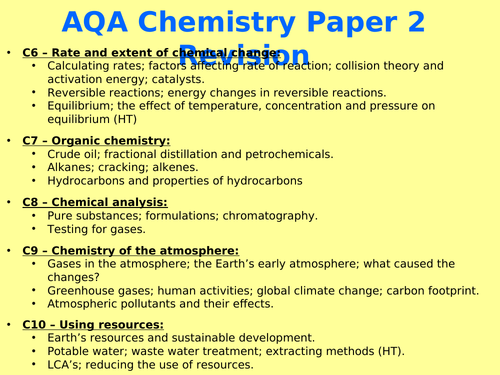 chemistry paper two topics