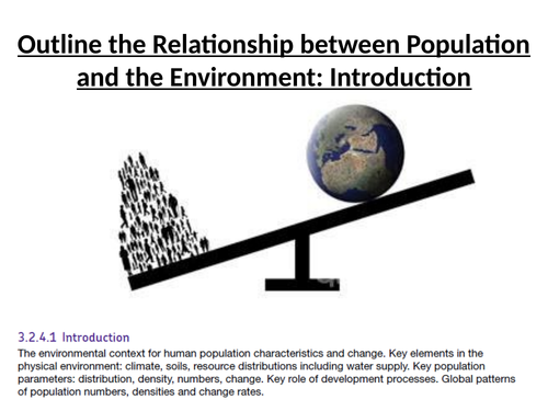 AQA A Level (7037) Population and the Environment