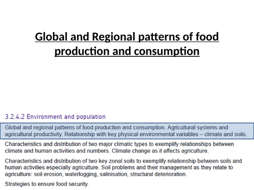 Global patterns of food production and agricultural systems