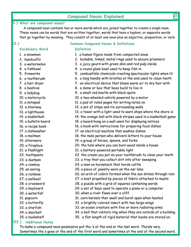 Compound Nouns Combo Activity Worksheets | Teaching Resources