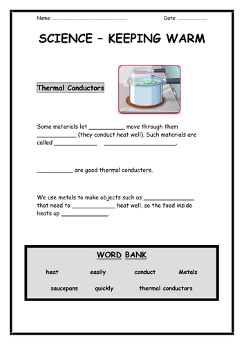 Science Investigation: Thermal Insulators & Conductors