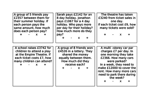 Year 5 Multi Step Word Problems