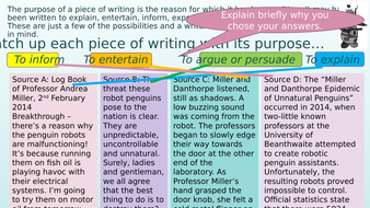 Writing for different purposes: Identifying purposes from text-types