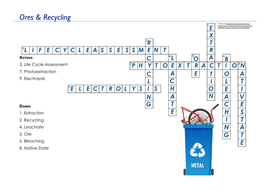 Ore Recycling Crossword EDEXCEL GCSE (9 1) Combined Science Paper 3