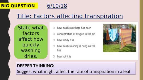 AQA new specification-Factors affecting transpiration-B4.9