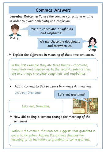 Commas to Clarify Meaning | Teaching Resources