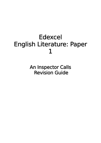 An Inspector Calls Revision Guide