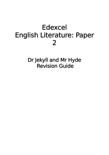 Dr Jekyll and Mr Hyde Revision Guide