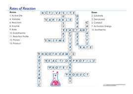 Rates of Reaction Crossword EDEXCEL GCSE (9 1) Combined Science Paper