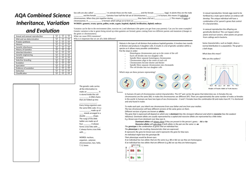 AQA Combined Science Trilogy GCSE - Biology Revision Sheets | Teaching ...