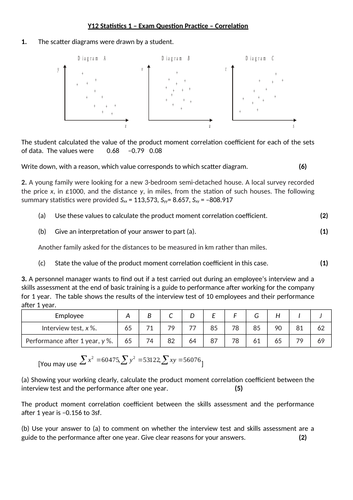 Correlation and Regression Lesson 1&2 | Teaching Resources