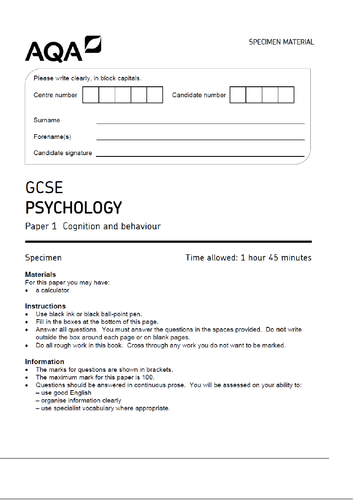 gcse-9-1-aqa-psychology-exam-paper-mark-scheme-teaching-resources