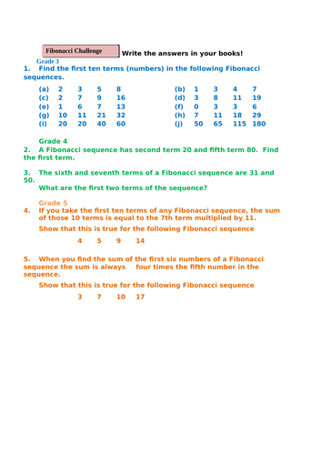 Special Sequences Introduction Lesson | Teaching Resources