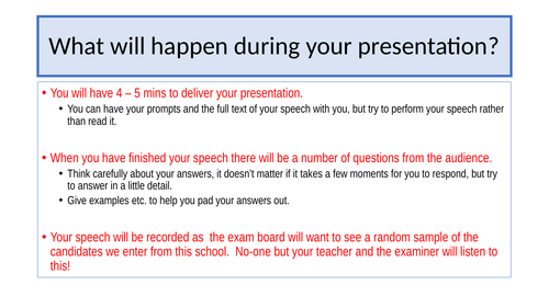 speaking and listening presentation english gcse