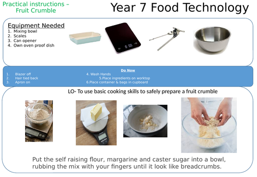 KS3 Food Technology Recipe, method and assessment cards | Teaching