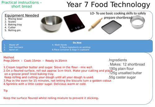 KS3 Food Technology Recipe, method and assessment cards | Teaching